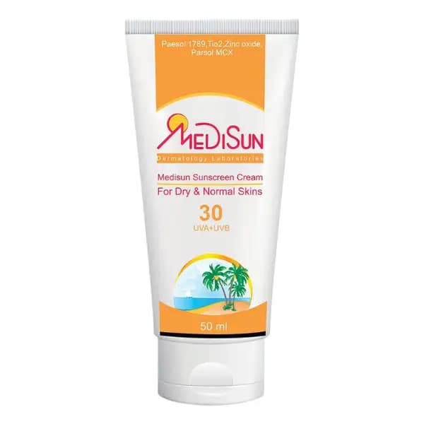 کرم ضد آفتاب SPF30 مدیسان بی رنگ مناسب پوست خشک و معمولی (50 میل) — تصویر ۳
