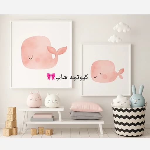 تابلو نقاشی فانتزی کودک/سیسمونی/اتاق کودک نهنگ