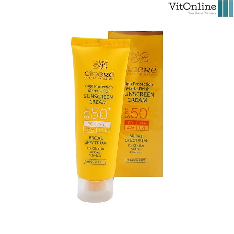 کرم ضد آفتاب بی رنگ سینره Cinere مدل Matte Finish حجم 50 میل
