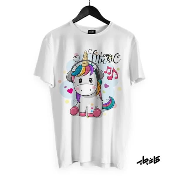 تیشرت طرح تک شاخ موزیک دوست Unicorn love music