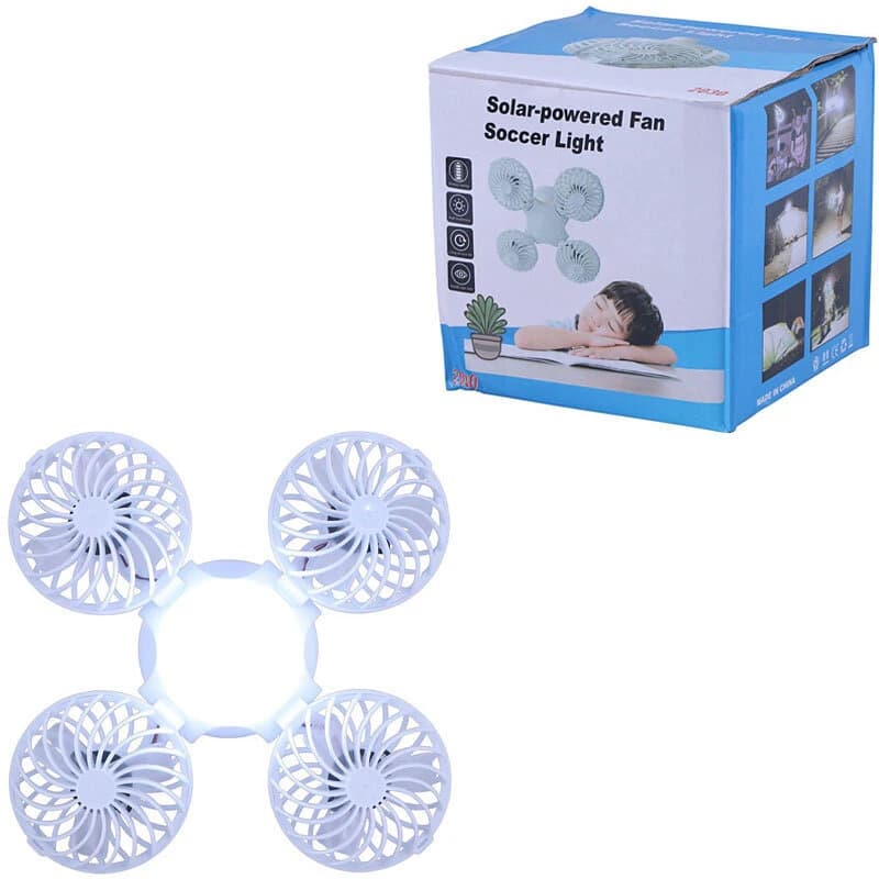 چراغ اضطراری شارژی خورشیدی پنکه ای تاشو Solar Powered 2030 پک ضعیف — تصویر ۲