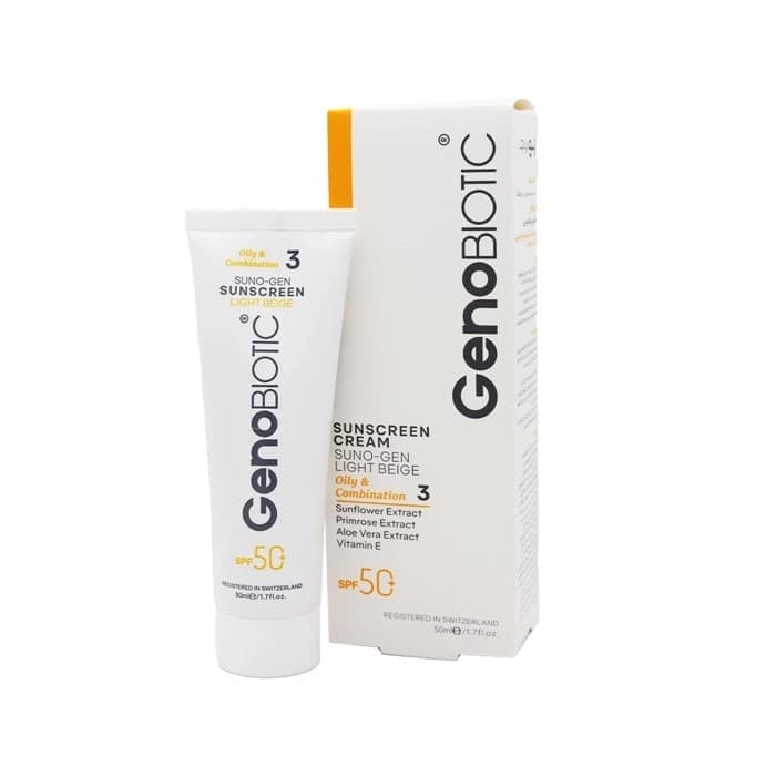 ضد آفتاب بژ روشن ژنوبایوتیک پوست چرب با SPF50 — تصویر ۴