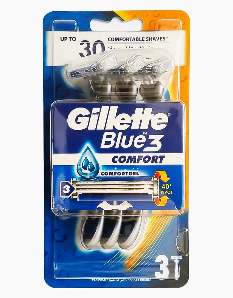 تیغ اصلاح 3 لبه ژیلت مدل BLUE 3 COMFORT | بسته 3 عددی