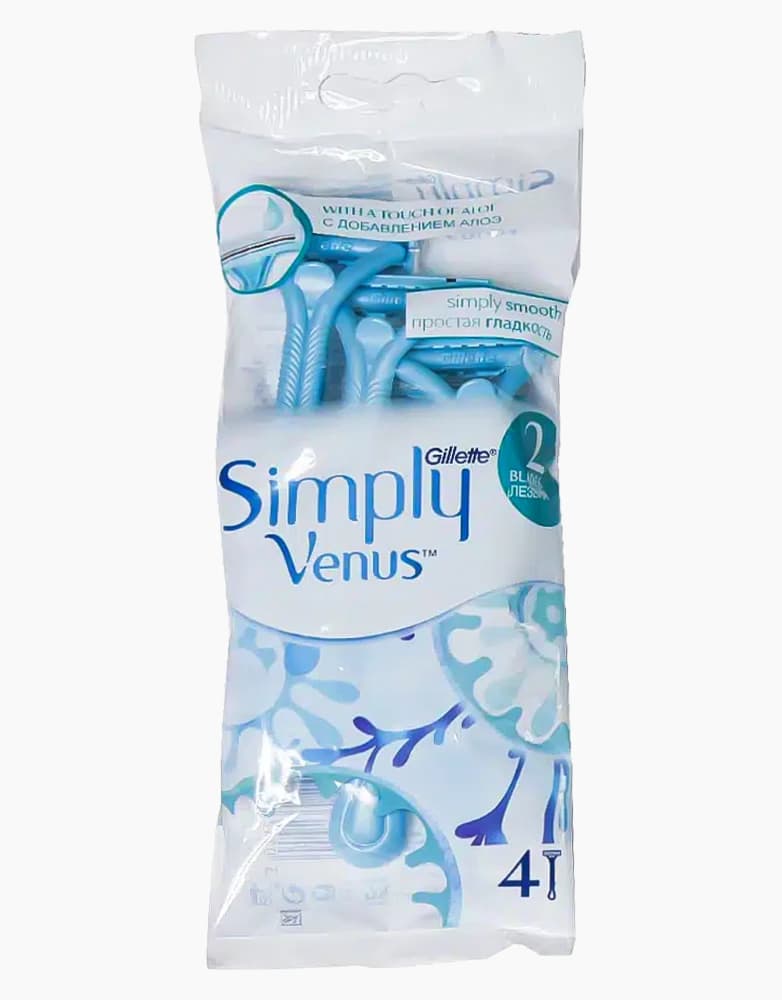 تیغ اصلاح 2 لبه ونوس مدل SIMPLY | بسته 4 عددی