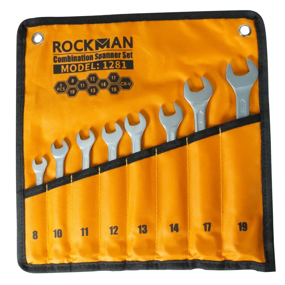 آچار یک سر تخت یک سر رینگ 8 عددی کیفی برند Rockman مدل 1281 — تصویر ۲