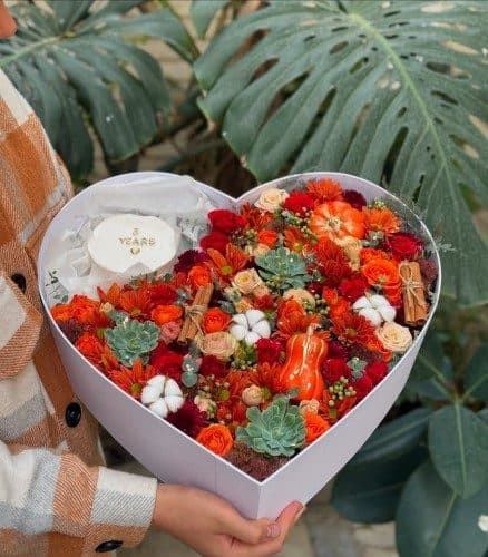 کیک تولد و باکس گل تبریک تولد شیک و رسمی