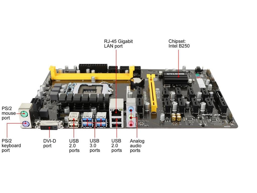 مادربرد بایوستار استوک MOTHERBOARD BIOSTAR TB250-BTC Pro — تصویر ۳
