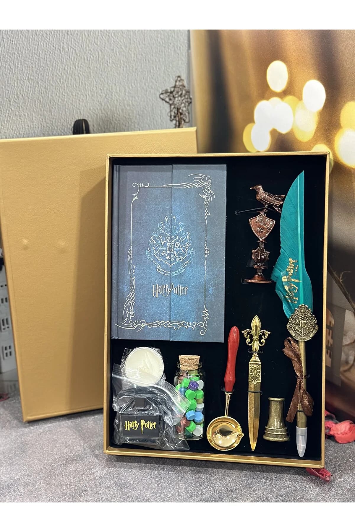 ست قلم هری پاتر ست پر مهر و موم شده با میله کادویی BENT — تصویر ۵