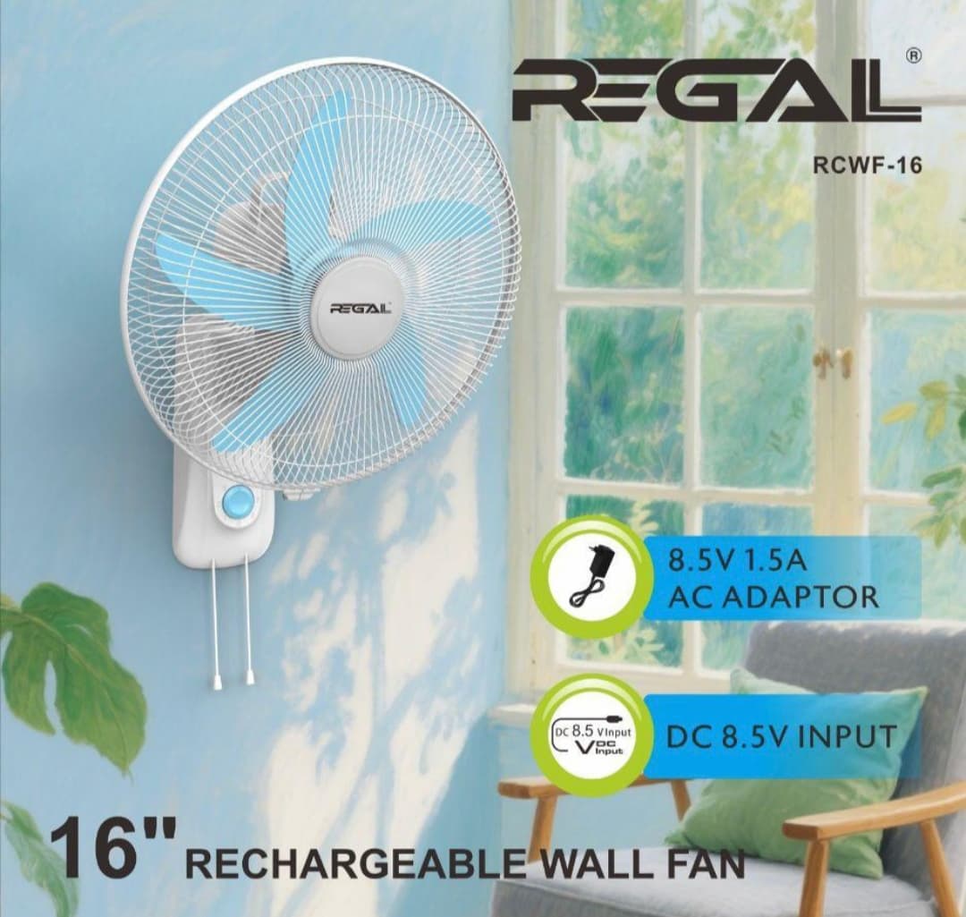 پنکه شارژی دیواری 16 اینچ ریگال مدل RCWF-16