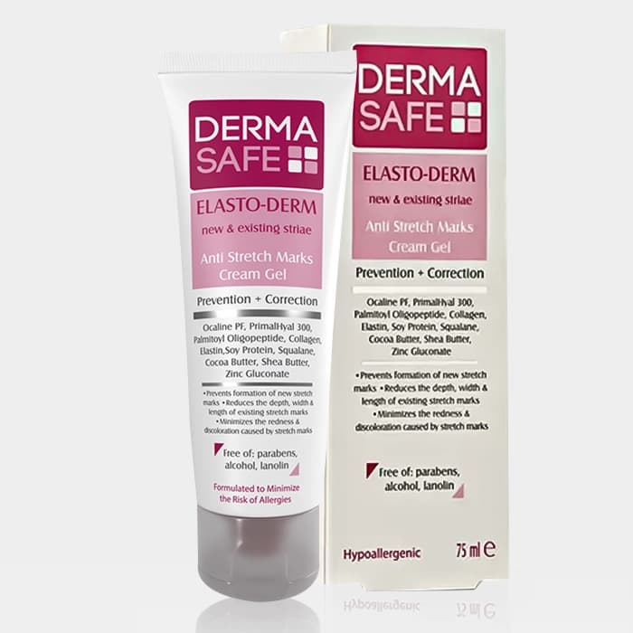 کرم ژل ضد ترک بدن الاستودرم درماسیف Derma Safe Elasto-Derm Anti Stretch Marks Cream Gel 75g — تصویر ۲