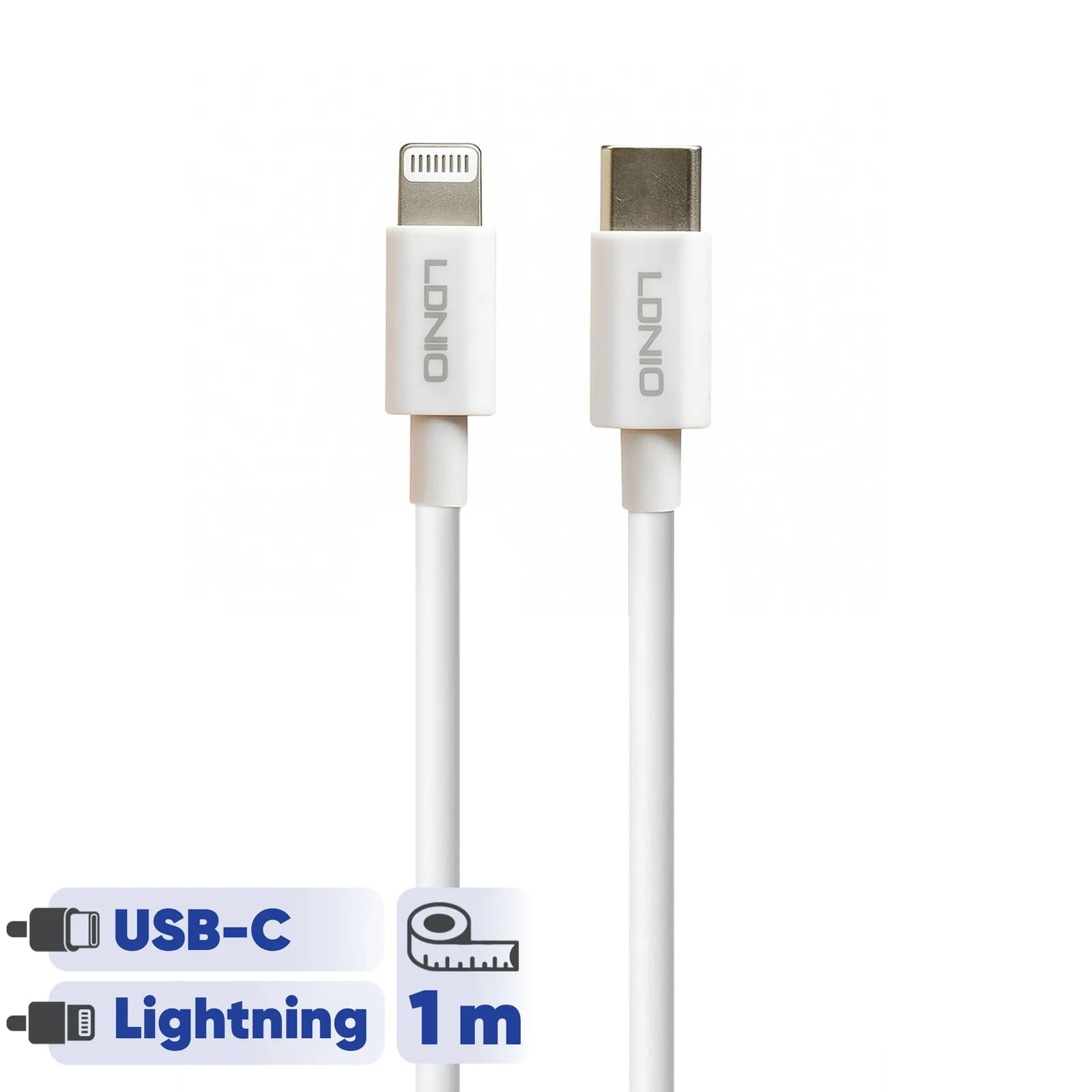 کابل تبدیل USB-C به لایتنینگ الدینیو مدل iPhone 13 طول 1 متر — تصویر ۲