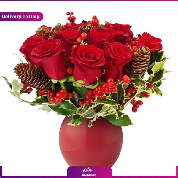دسته گل رز مناسب برای کریسمس (ارسال گل به ایتالیا)