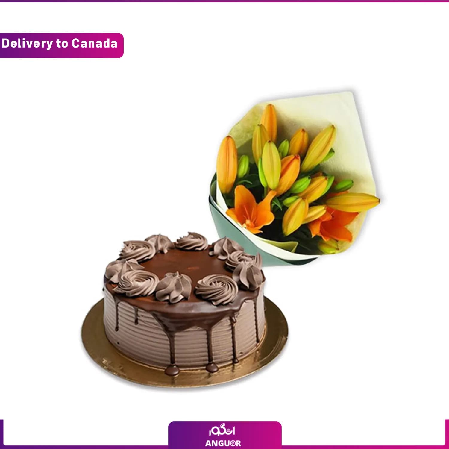دسته گل وکیک درجه یک (ارسال دسته گل به کانادا)