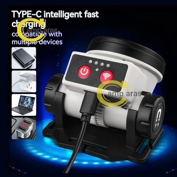 چراغ پیشانی سنسوردار شارژی مدل LY-004 LED 8 — تصویر ۲