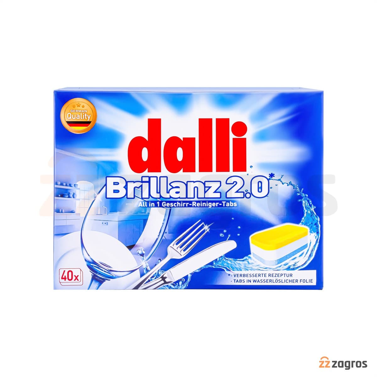قرص ماشین ظرفشویی دالی مدل All In One Brillanz بسته 40 عددی — تصویر ۲