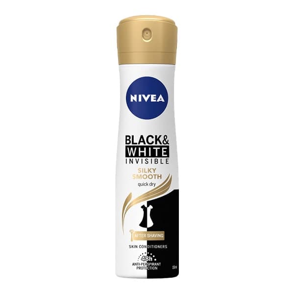 اسپری ضد تعریق زنانه نیوآ Nivea مدل Invisible Black & White Silky Smooth (طلایی) حجم 150 میلی لیتر — تصویر ۴