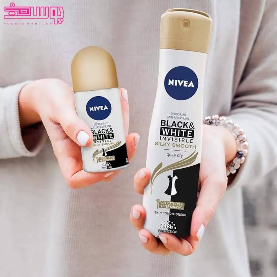 اسپری ضد تعریق زنانه نیوآ Nivea مدل Invisible Black & White Silky Smooth (طلایی) حجم 150 میلی لیتر — تصویر ۷