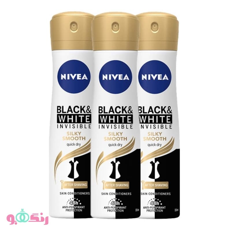 اسپری ضد تعریق زنانه نیوآ Nivea مدل Invisible Black & White Silky Smooth (طلایی) حجم 150 میلی لیتر — تصویر ۲