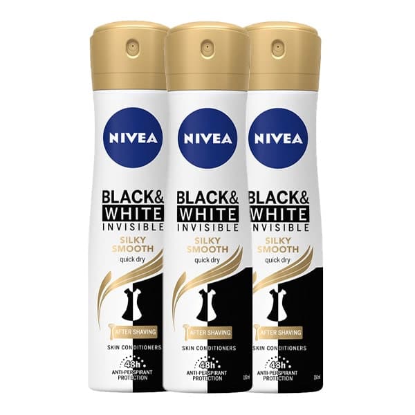اسپری ضد تعریق زنانه نیوآ Nivea مدل Invisible Black & White Silky Smooth (طلایی) حجم 150 میلی لیتر — تصویر ۵