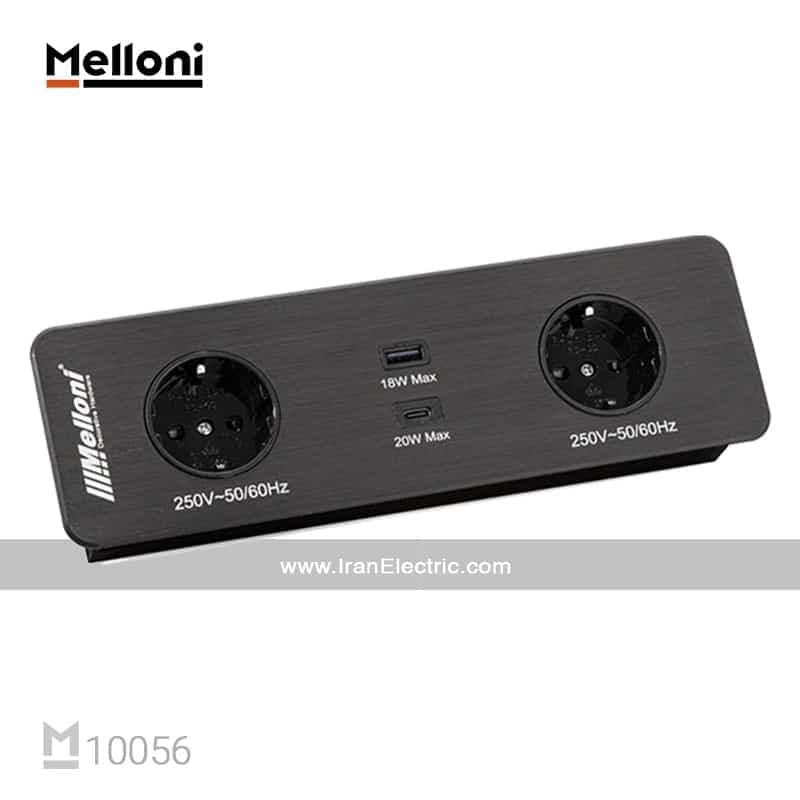 پریز توکار 10056 ملونی مشکی- Melloni