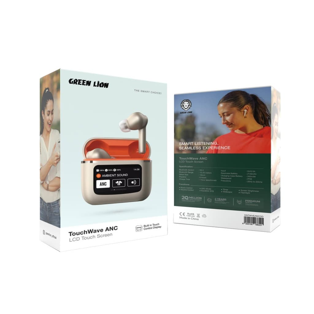 ایرپاد Green Lion TouchWave ANC LCD Touch Screen Earbuds دارای صفحه نمایش لمسی — تصویر ۲