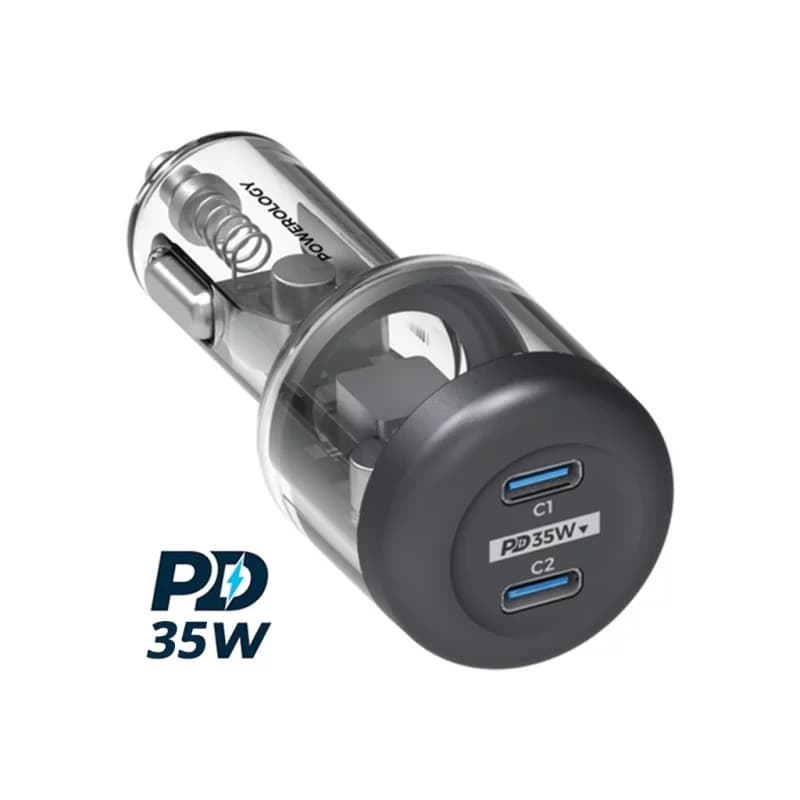 شارژر فندکی دو پورت 35 وات پاورولوژی مدل مدل PCCSR011