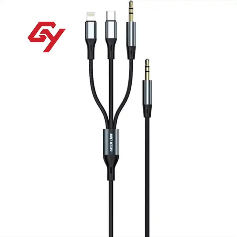 کابل تبدیل گرین لاینGreen Lion 3 In 1 AUX Cable(1m) — تصویر ۳