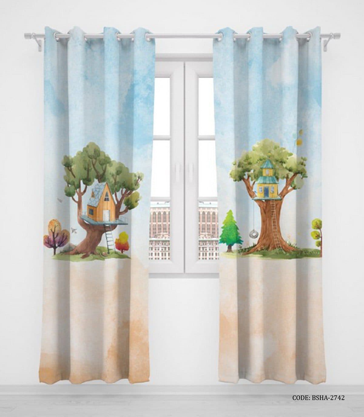 پرده پانچی کودک دو تکه اسپرت دخترانه و پسرانه مدل Tree House — تصویر ۲