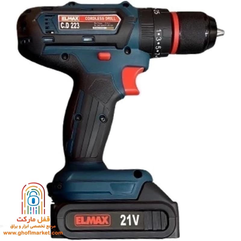 دریل شارژی 21 ولت 10 میلی متر دو دور چکشی المکس مدل C.D 223