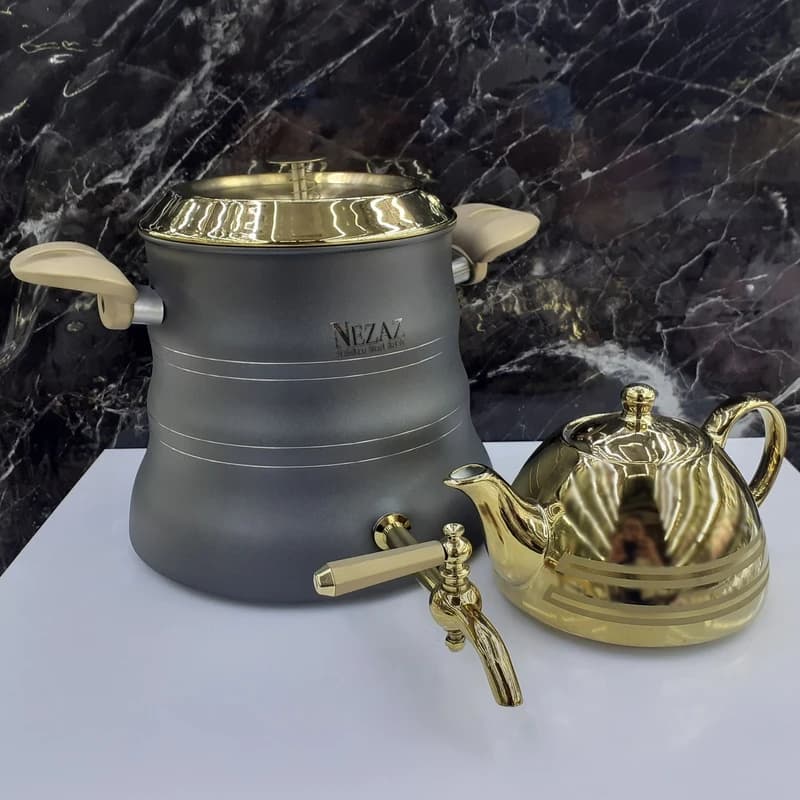 ست کتری قوری استیل نزاز (6 لیتر) کد 3026 — تصویر ۵