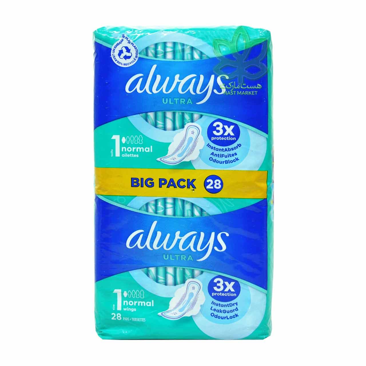 نوار بهداشتی متوسط 28 عدد اولترا آلویز – always