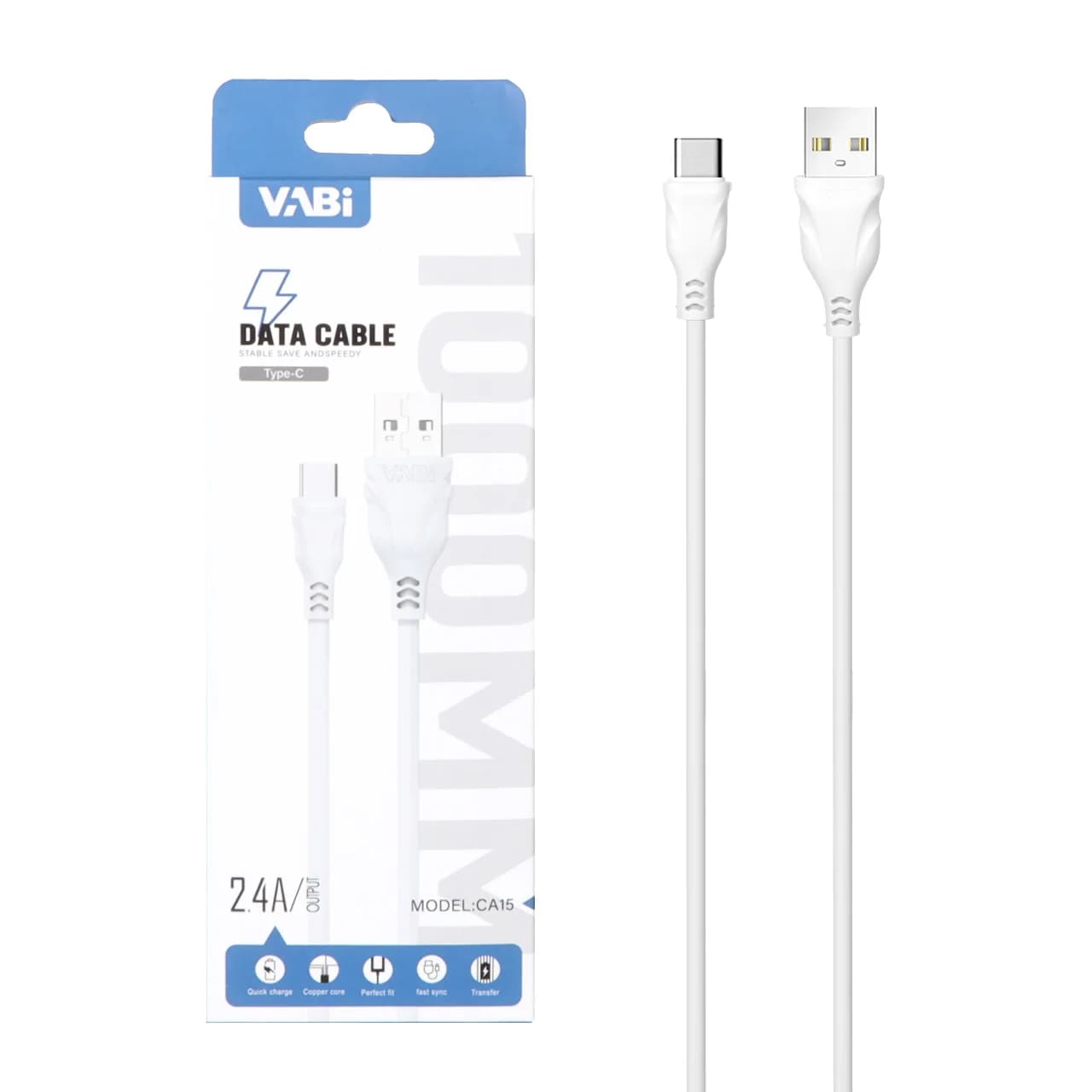 کابل شارژ فست VABI Type-C مدل CA15 – سفید