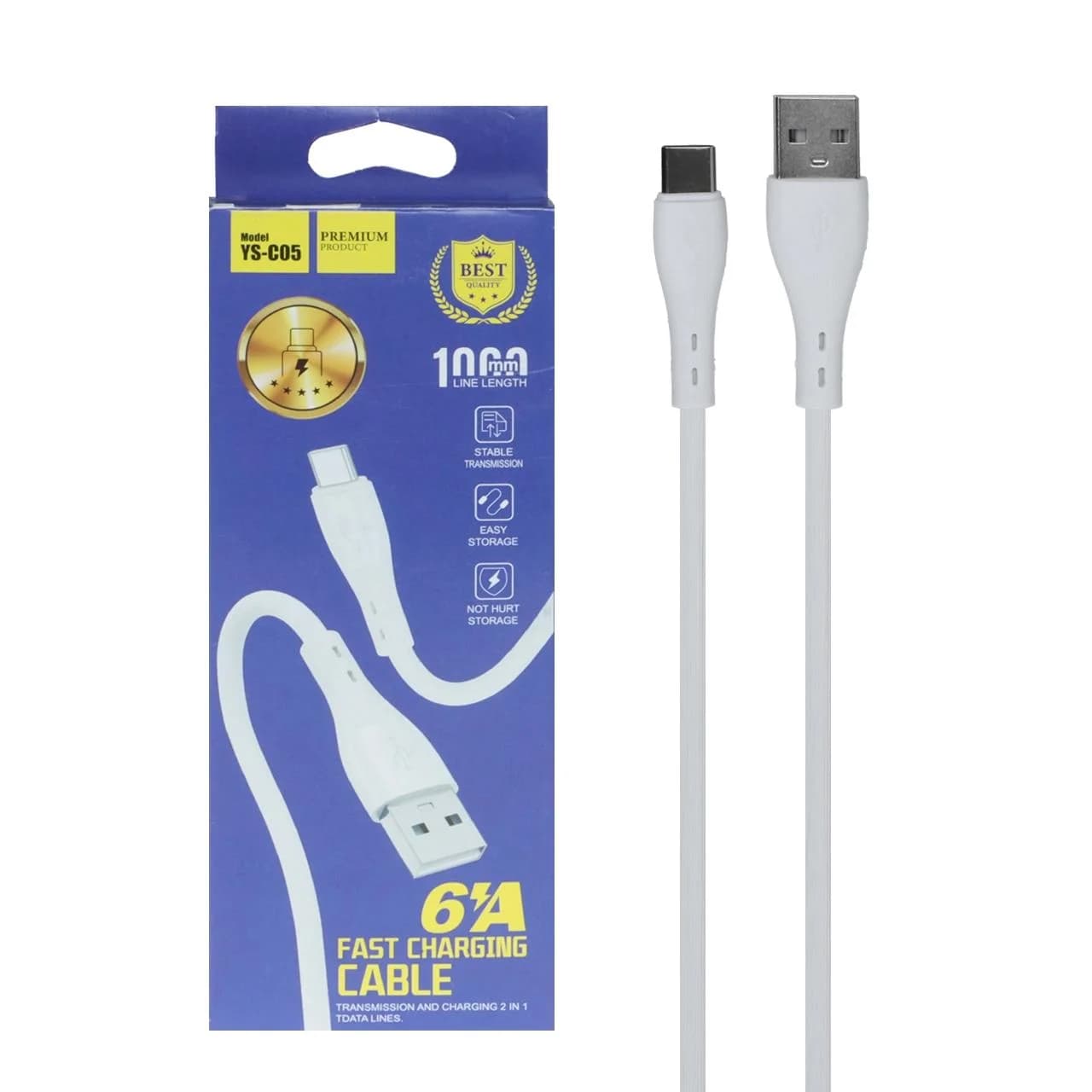 کابل شارژ فست Type-C مدل YS-C05 – سفید – SMO