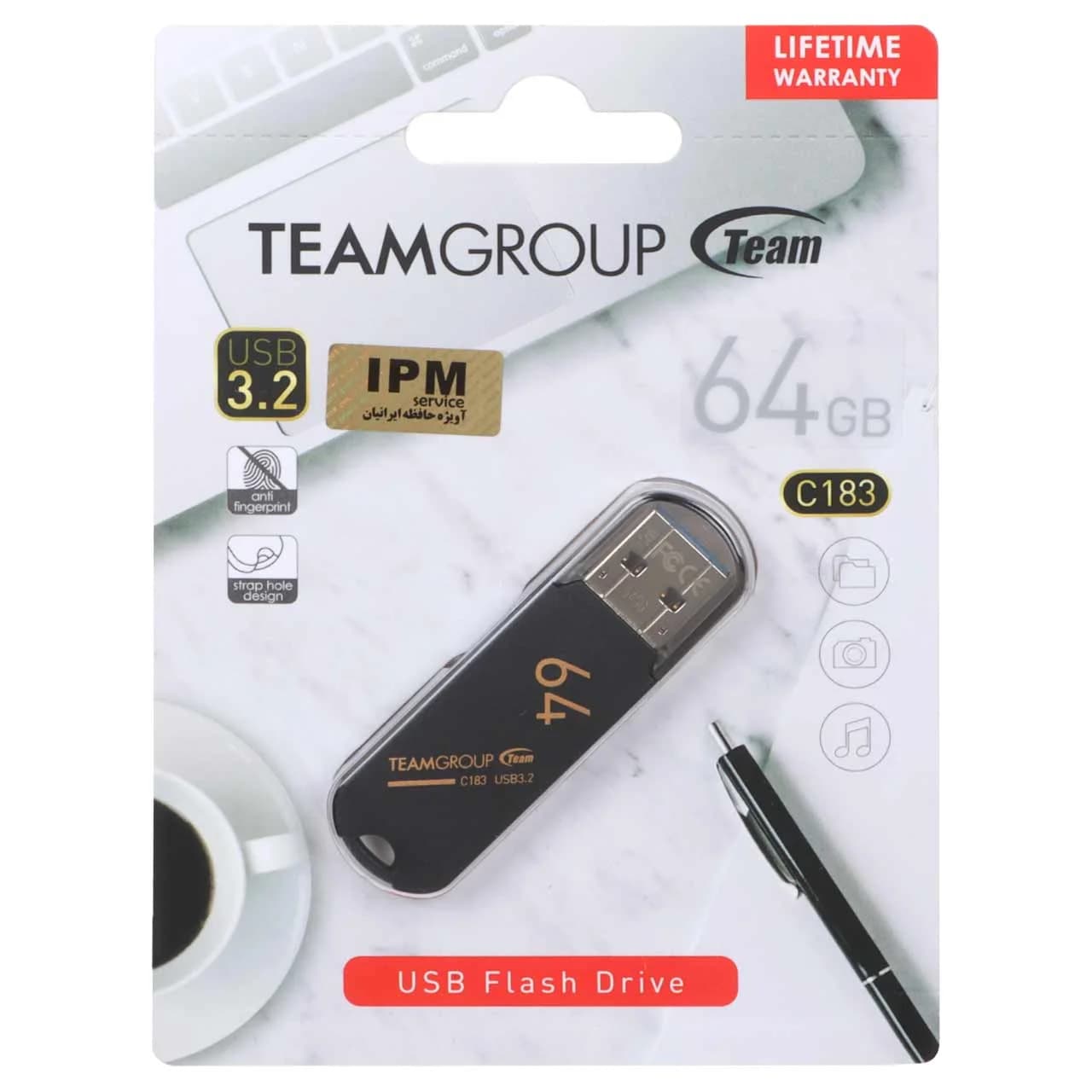 TeamGroup C183 USB3.2 Flash Memory – 64GB مشکی (گارانتی IPM)