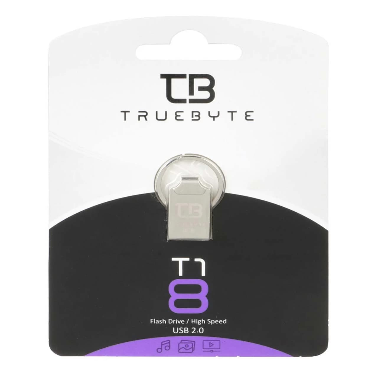 TRUEBYTE T1 USB2.0 Flash Memory-8GB نقره ای (گارانتی مادام العمر شرکت آی تین)