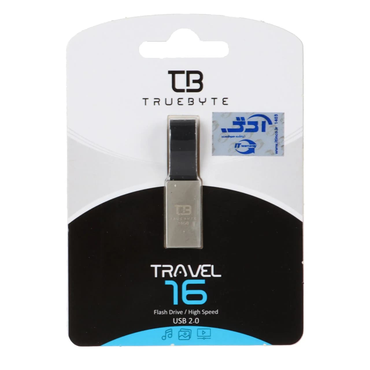 TRUEBYTE TRAVEL USB2.0 Flash Memory – 16GB نقره ای (گارانتی مادام العمر شرکت آی تین)