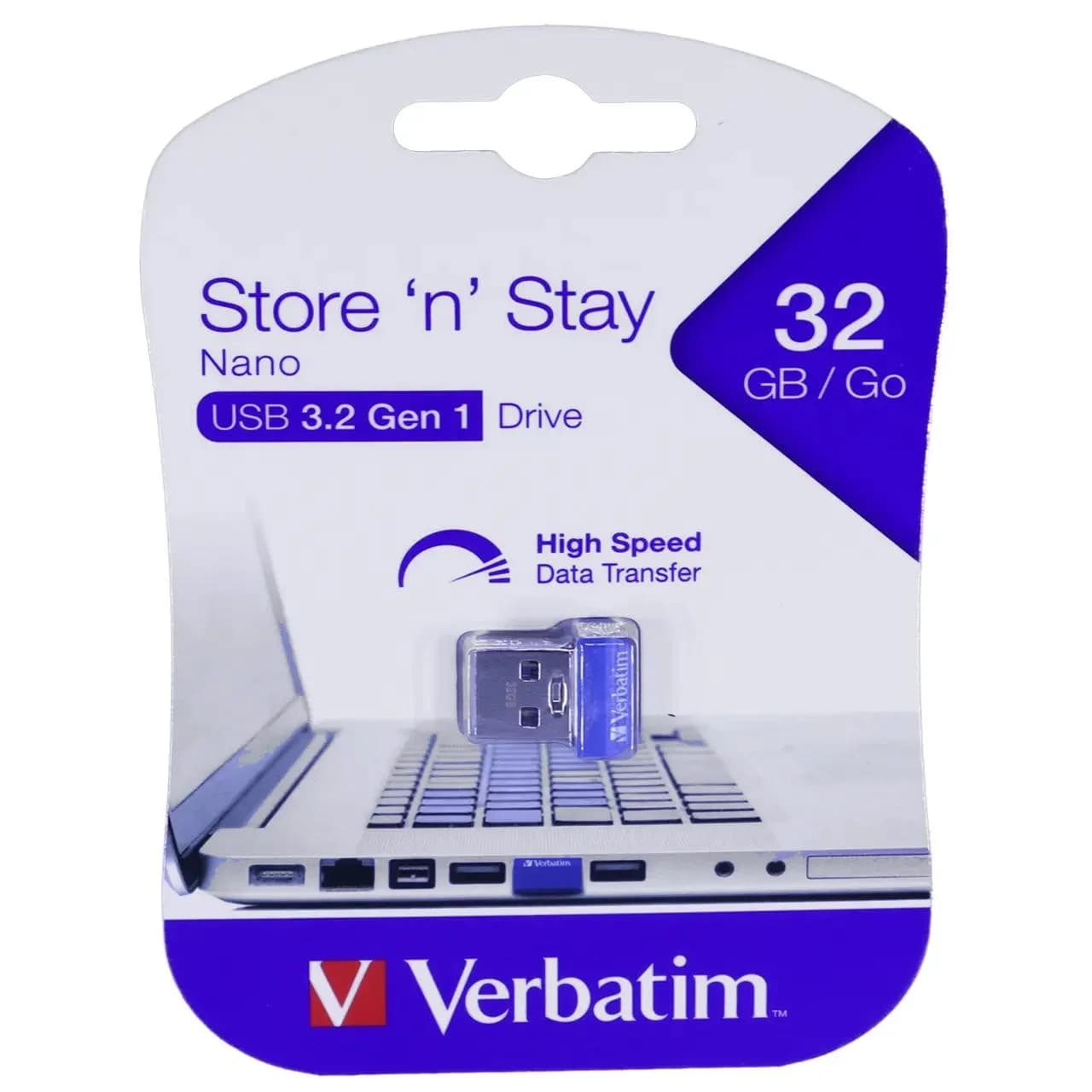 فلش مموری Verbatim مدل Store ‘n’ Stay Nano USB3.2 ظرفیت 32GB – آبی (گارانتی آسان سرویس)