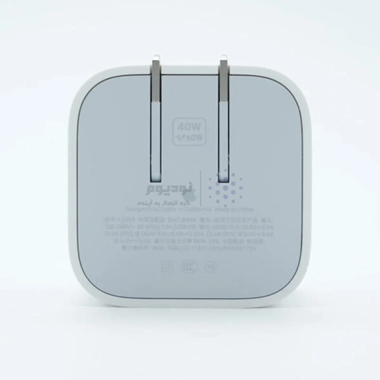 شارژر دیواری سه پین Apple مدل MGTV4ZP/A A3353 40W With 60W Max – سفید – اصل kZN – Hong Kong (گارانتی شش ماهه Kezen) — تصویر ۲