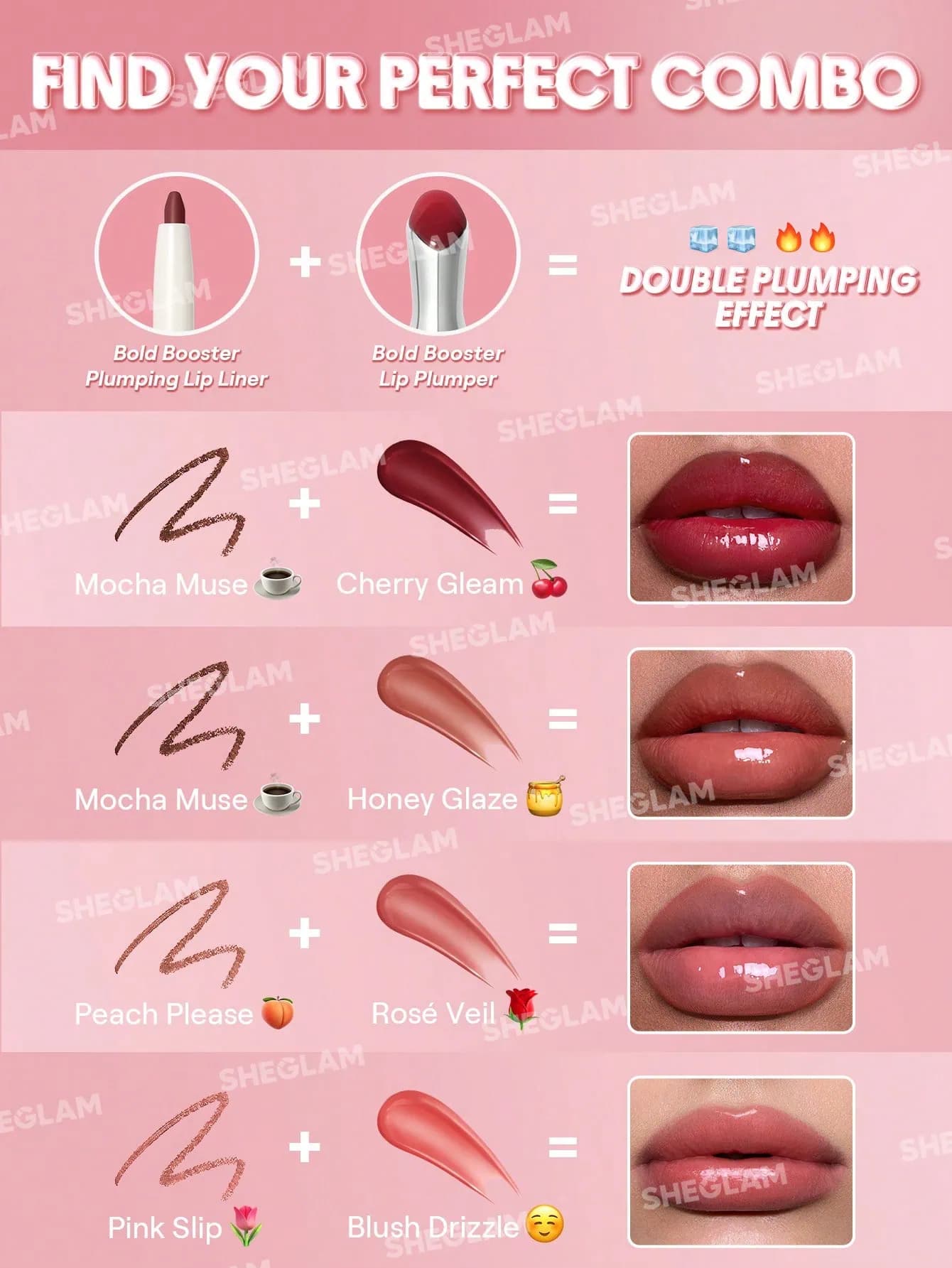 لیپ پلامپر حجم دهنده لب شیگلم Sheglam مدل Bold Booster رنگ Blush Drizzle — تصویر ۱۱