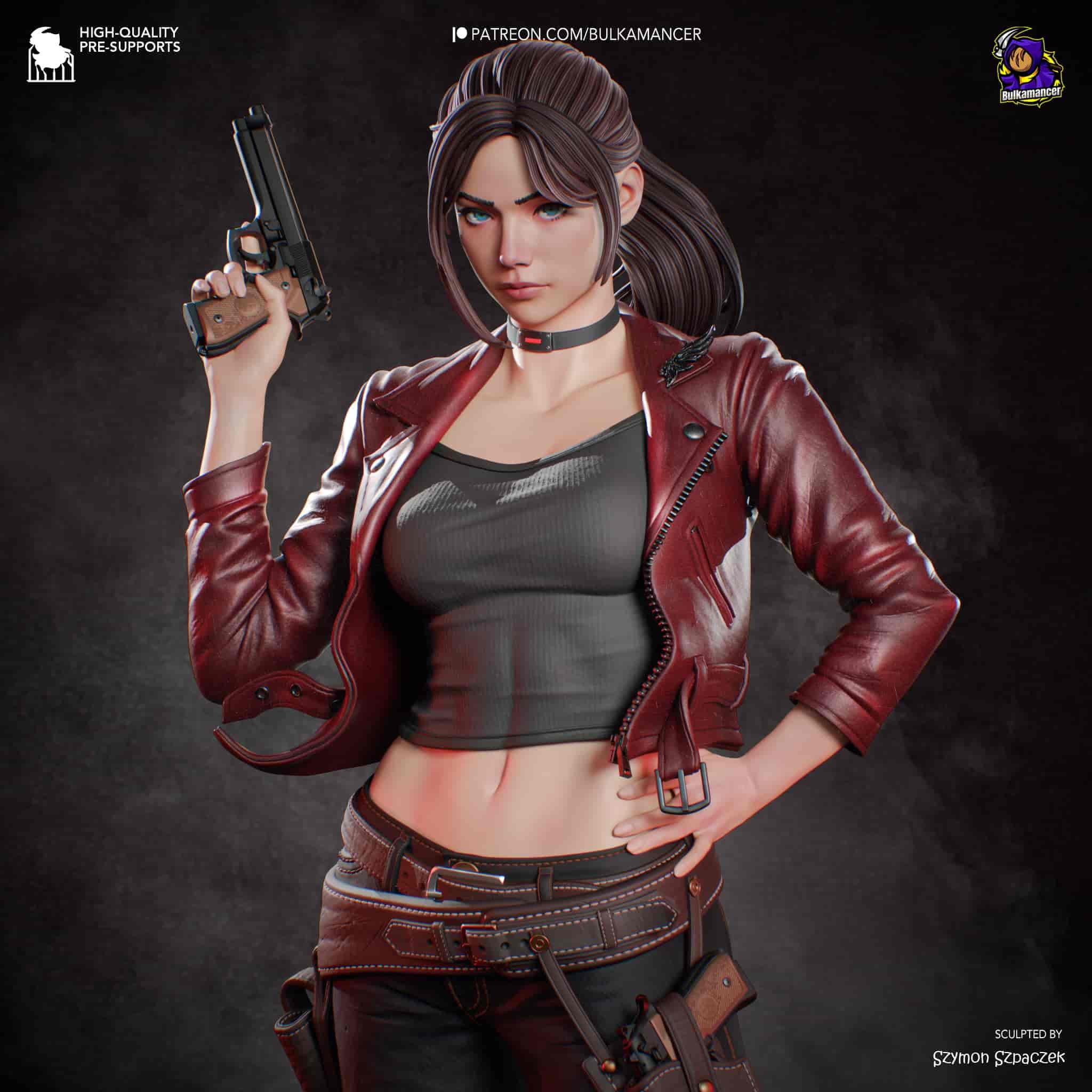 🧟‍♀️🔫 فیگور کلر ردفیلد (Claire Redfield) | ارتفاع 40 سانتی‌متر | جنس PLA+ — تصویر ۳