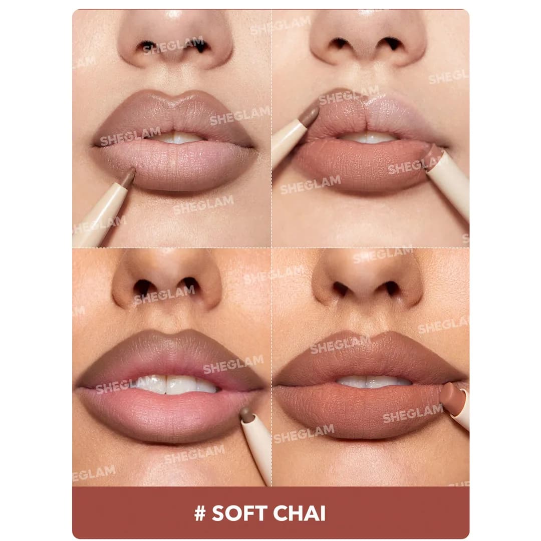 رژلب و خط لب دوطرفه براق شیگلم رنگ Soft Chai — تصویر ۸