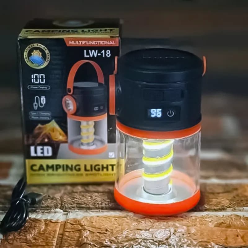 چراغ کمپی طرح فانوس مدل LW-18 شارژ خورشیدی — تصویر ۳
