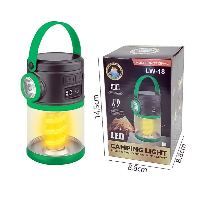 چراغ کمپی طرح فانوس مدل LW-18 شارژ خورشیدی — تصویر ۲