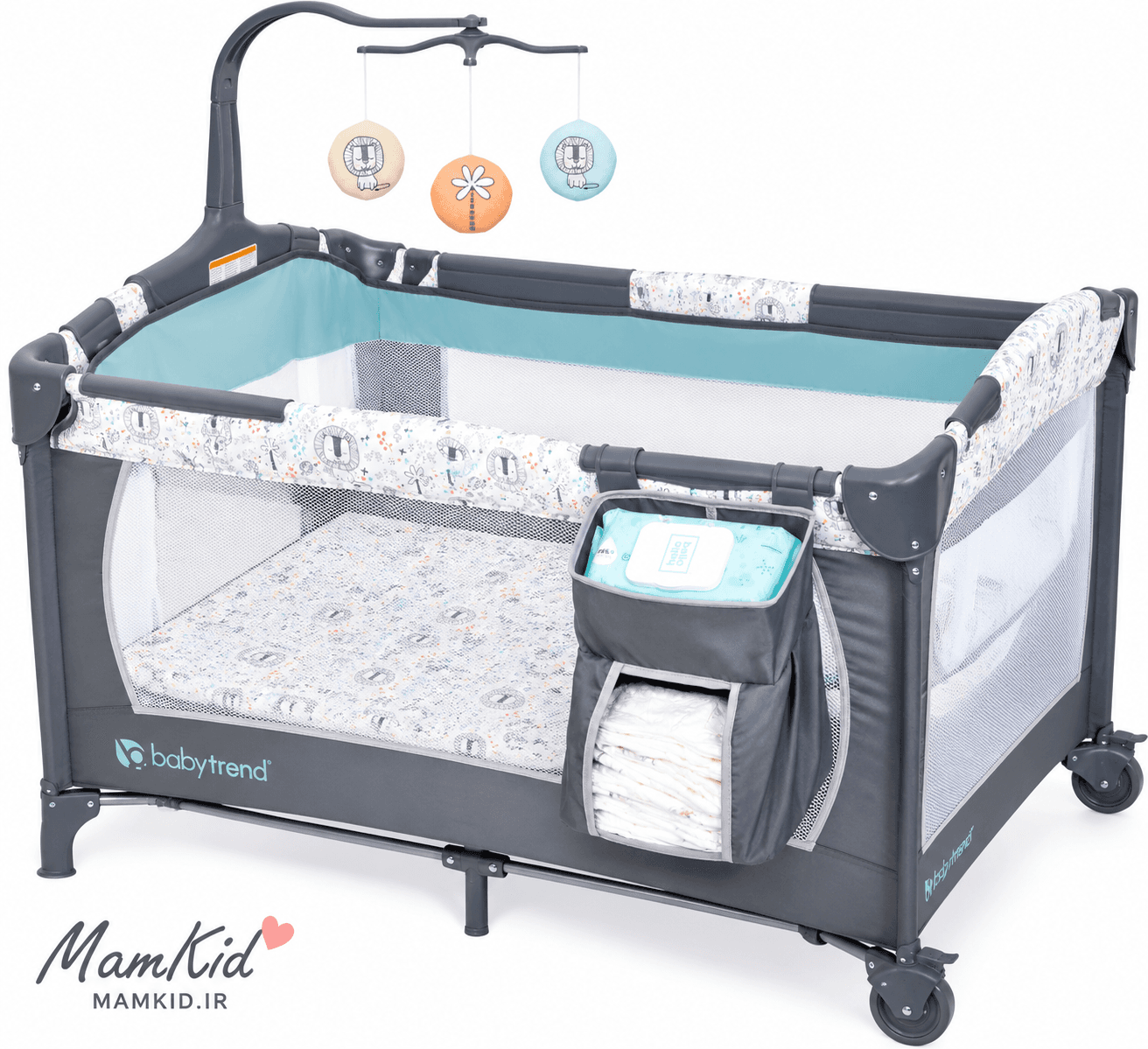 پارک بازی و تخت مسافرتی نوزاد بیبی ترند Baby Trend PY81E40A EZ Rest Deluxe Nursery Center Jungle King