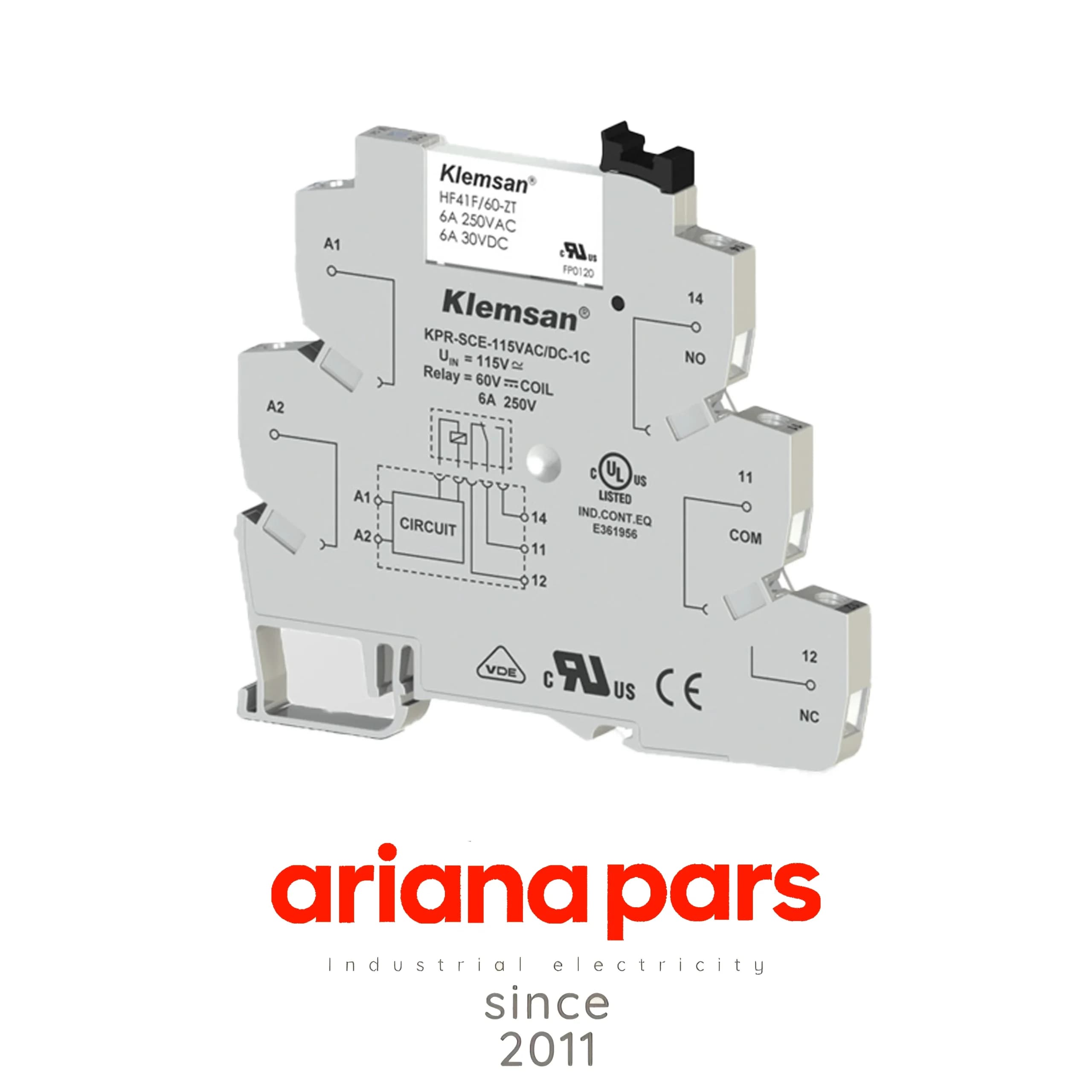 رله واسط باریک کلمسان مدل KPR-SCE-115VAC/DC-1C کد 270840 — تصویر ۲