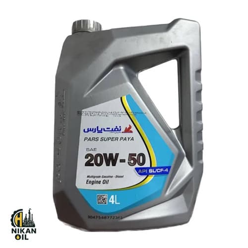 روغن موتور خودرو نفت پارس مدل سوپر پایا 20W50 حجم ۴ لیتر