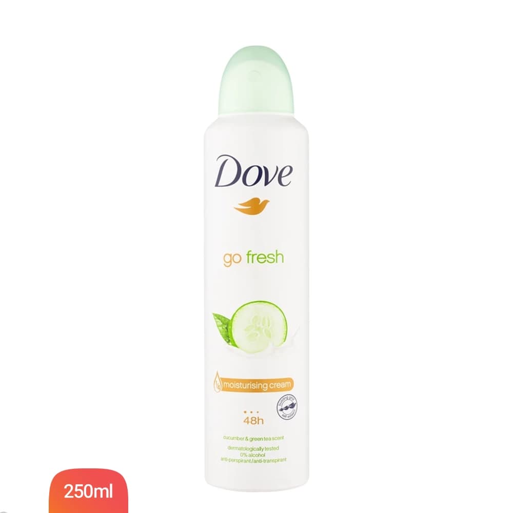 اسپری دئودورانت زنانه داو مدل go fresh رایحه خیار و چای سبز حجم 250 میلی‌لیتر