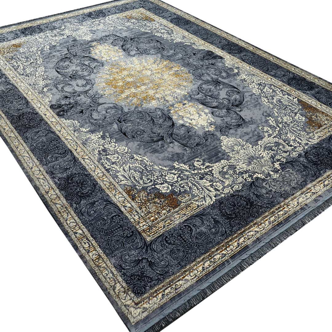 فرش وینتیج طرح دیاکو زمینه دودی 700 شانه 2550 کد 20915