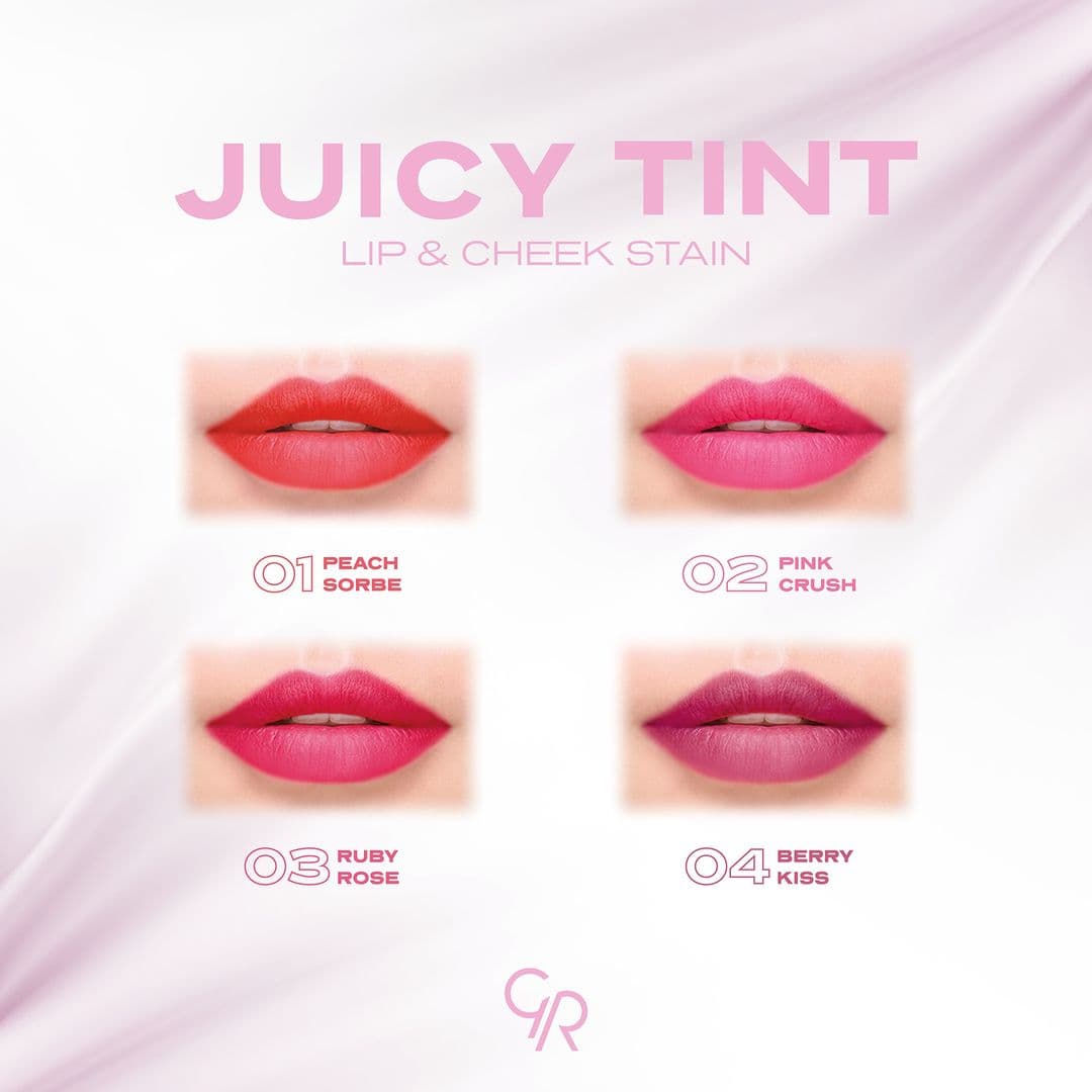 تینت مایع گلدن رز مدل juicy tint شماره 02 PINK CRUSH — تصویر ۳