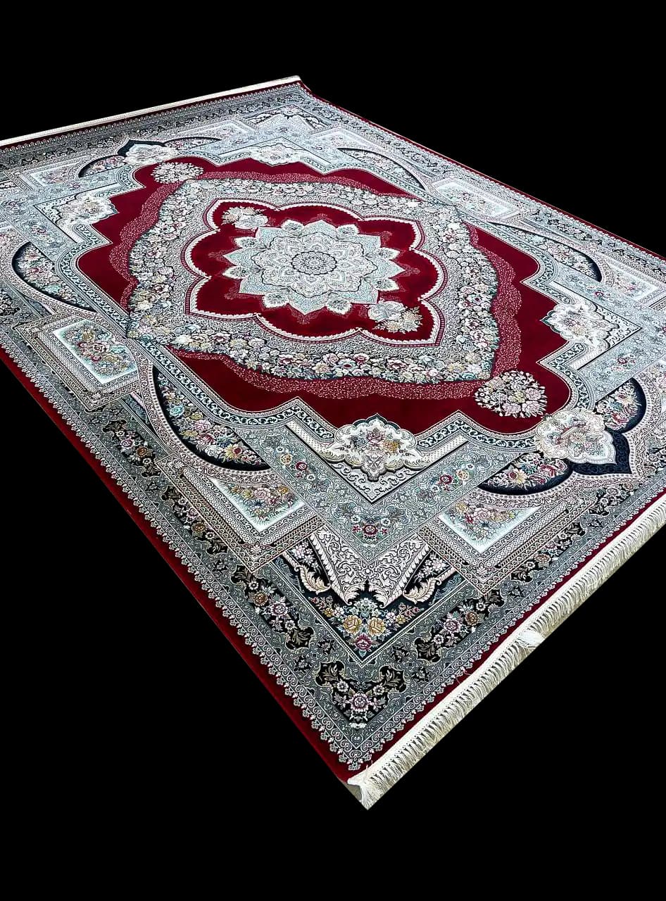 فرش طرح باغ معلق رنگ لاکی 1200 شانه غیر برجسته کد 4104